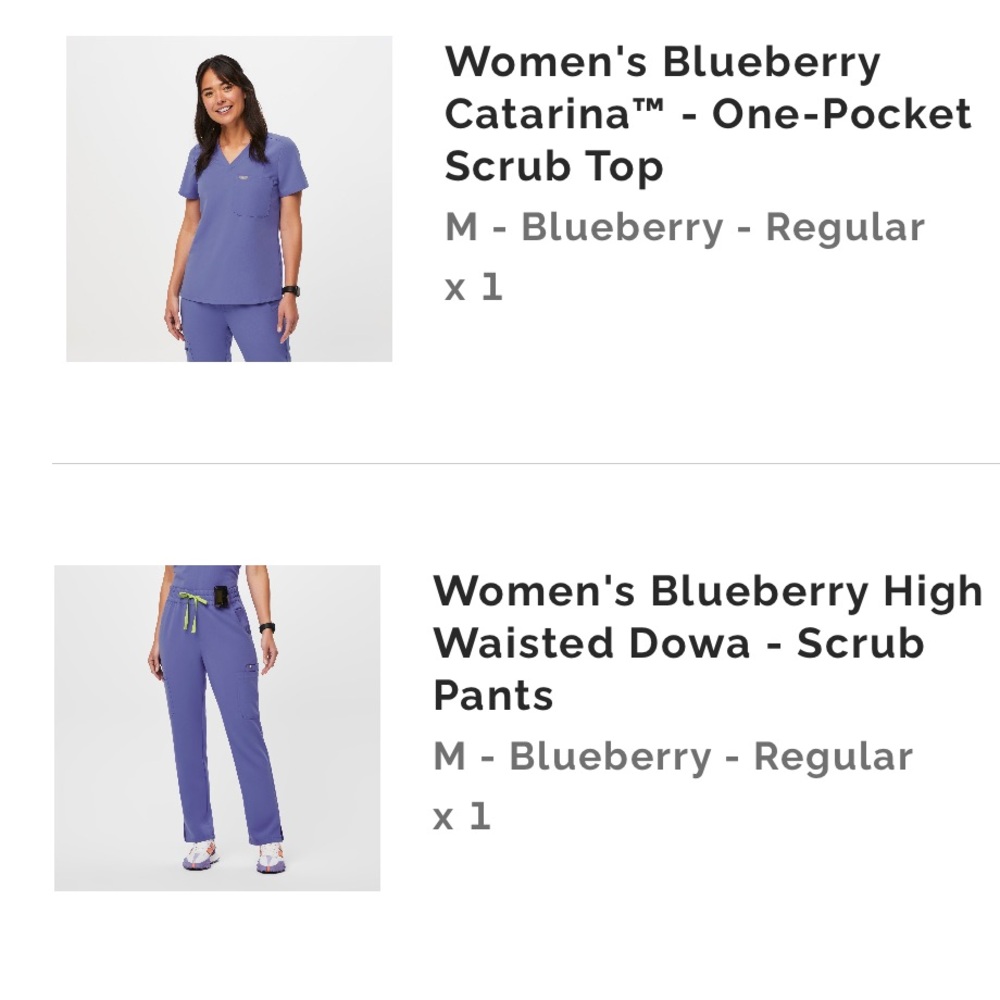 FIGS blueberry scrub set- size medium